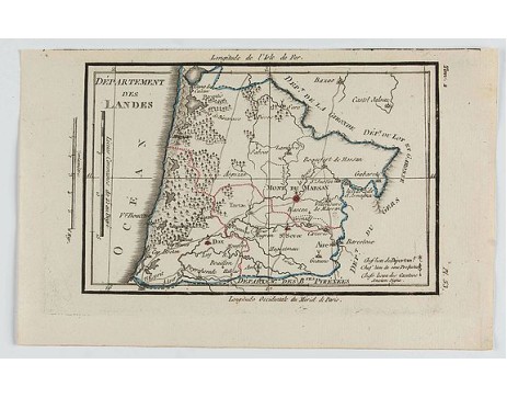 DELAPORTE, L'Abbé. - Carte du Département des Landes. DELAPORTE, L'Abbé. - Carte du Département des Landes.