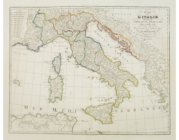 DELISLE, G./ BUACHE, Ph. ./ DEZAUCHE J. -  Carte de l'Italie Dréssée par G. Delisle et Ph. Buache. . .Revue et corrigée et augmentée par J. A. Dezauche. . .