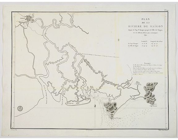 DEPOT GENERAL DE LA MARINE. -  Plan de la Riviere de Saigon depuis le cap St. Jacques jusqu'a la Ville de Saigon.