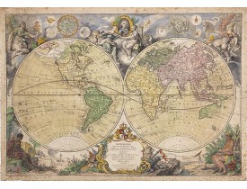 DESNOS, L.C. -  Mappemonde Dressée sur les Relations les Plus Nouvelles et les plus approuvées assujeties aux Observations de Mrs. De L'Académie Royale des Sciences.