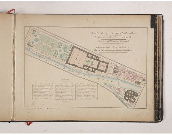 DEVRAINNE, E. -  Société de la Charité Maternelle à Paris. Plan de le ville de Paris, Divisé par Quartiers avec Nomenclature.