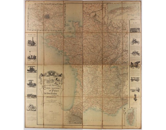 DION BOUTON - Carte routière de France de Dion Bouton spéciale pour automobiles DION BOUTON - Carte routière de France de Dion Bouton spéciale pour automobiles