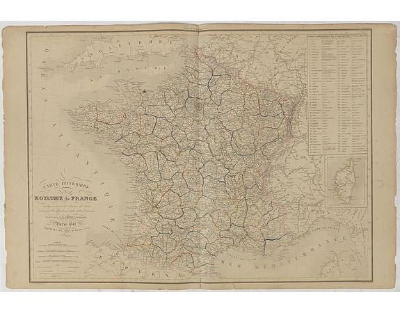 DONNET and MONIN. -  Carte itinéraire du Royaume de France . . .