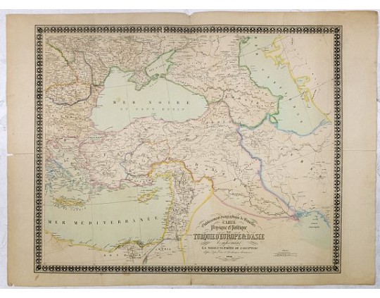 Etablissement Géographique de Bruxelles - Carte physique et politique de la Turquie d'Europe et d'Asie contenant la Syrie, une partie de l'Egypte . . . Etablissement Géographique de Bruxelles - Carte physique et politique de la Turquie d'Europe et d'Asie contenant la Syrie, une partie de l'Egypte . . .