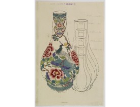 FOURMAINTRAUX, G. / DESVRES -  Designs for porcelain vase with chinese motif.