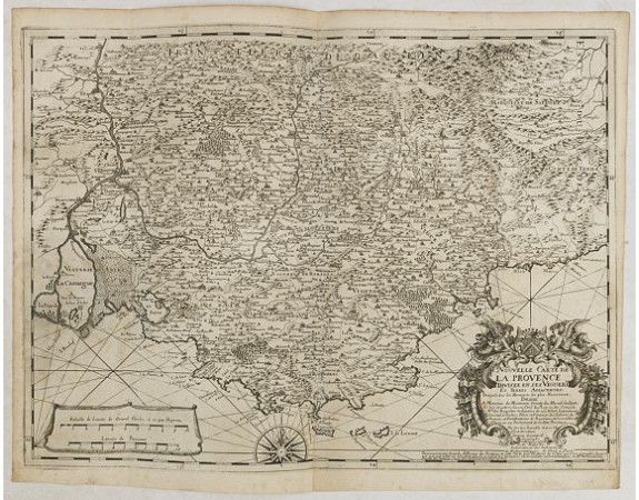 GUENARD, Jacques. -  Nouvelle Carte de La Provence Divisee en ses Vigueries Et Terres Adjacentes…