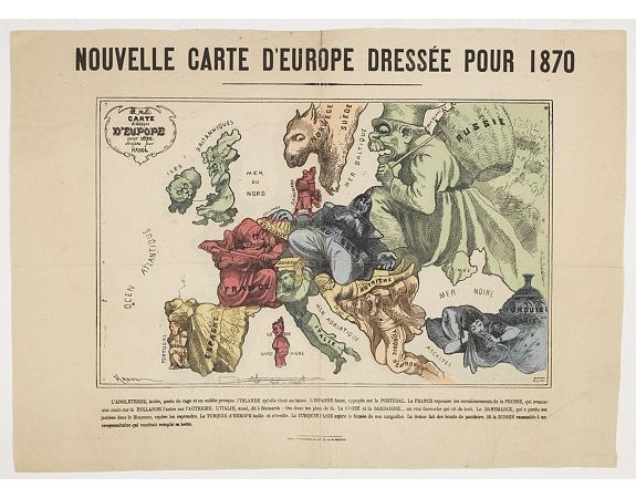 HADOL. -  Nouvelle Carte d'Europe dressée pour 1870 / Carte drolatique d'Europe pour 1870 dressée par Hadol.