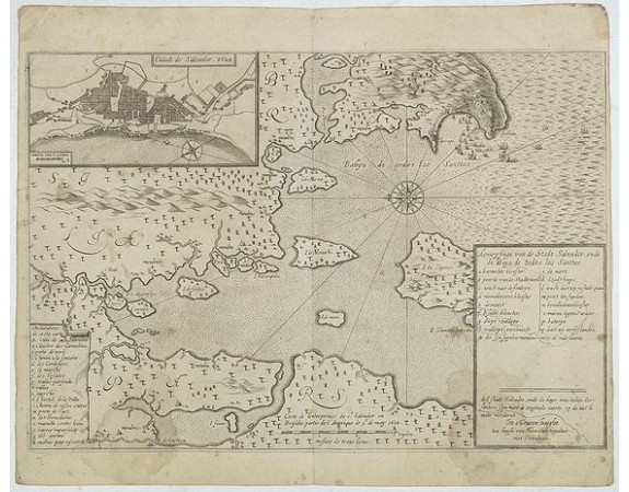 HONDIUS, H. - Aenwysinge van de Stadt Salvador, ende de Baya de Todos Los Santtos HONDIUS, H. - Aenwysinge van de Stadt Salvador, ende de Baya de Todos Los Santtos
