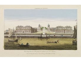 HUQUIER. -  Vüe Perspective de l'Hospital de Greenwich prise de la Thamise.