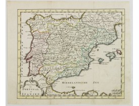 KEIZER, J./  DE LAT, J. -  Nieuwe Kaart van Portugal en Spanjen.
