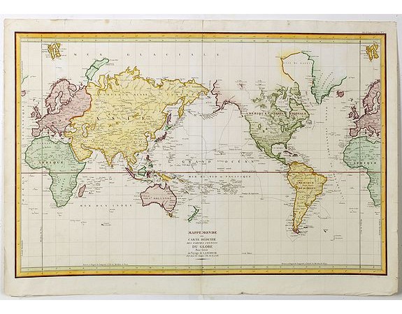 LA PEROUSE, J-F. de. - Mappemonde ou carte réduite des parties connues du globe. LA PEROUSE, J-F. de. - Mappemonde ou carte réduite des parties connues du globe.
