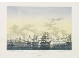 LANGLUME./ LE BRETON, L. -  L'escadre alliée bombarde les forts extérieurs de Sébastopol. (18 octobre 1854)