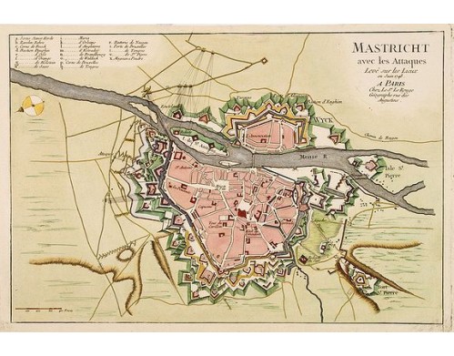 LE ROUGE, G. L. - Mastricht avec les Attaques Leve sur les Lieux en Juin 1748. A Paris chez Le Sr. Le Rouge. LE ROUGE, G. L. - Mastricht avec les Attaques Leve sur les Lieux en Juin 1748. A Paris chez Le Sr. Le Rouge.