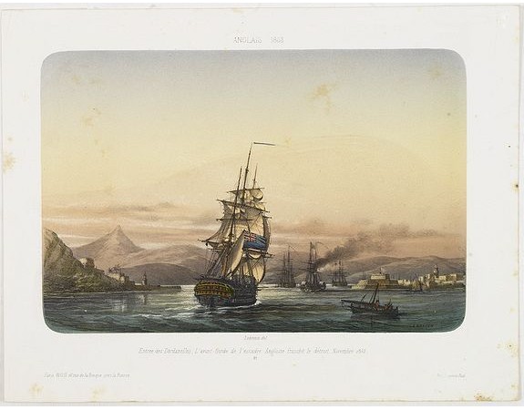 LEBRETON, L. -  ANGLAIS 1833 Entrée des Dardanelles, L'avant-Garde de l'escadre Anglaise franchit le détroit, Novembre 1853.