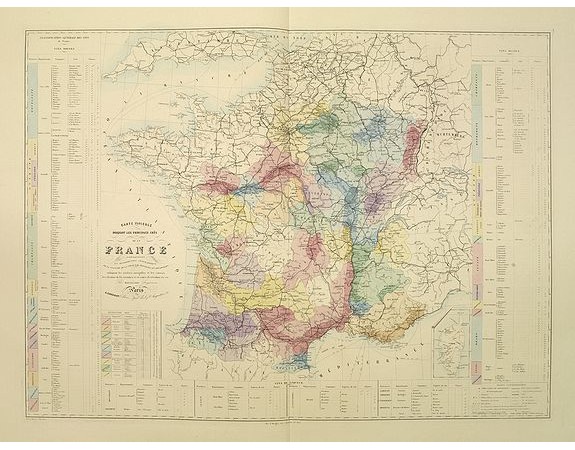 LOGEROT, A. /MASSALOUP. -  Carte vinicole indiquant les principaux crûs de la France.
