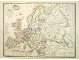 LOGEROT, A. -  Nouvelle carte physique et politique de l'Europe. Les grandes voies de communication.