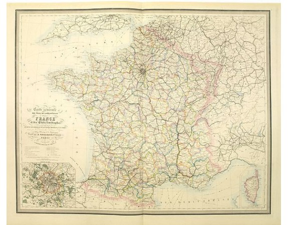 LOGEROT, A. / VUILLEMIN, A. -  Carte générale des voies de communication de la France et des états limitrophes.