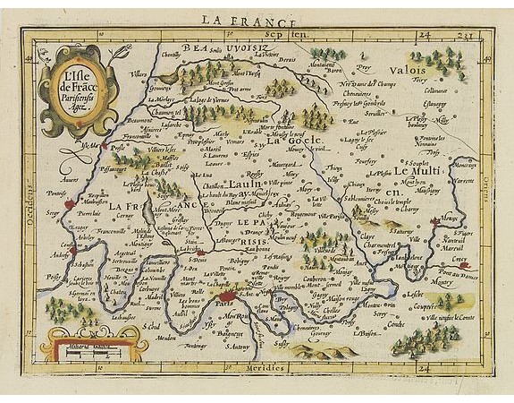 MERCATOR, G./ HONDIUS, J. -  L'Isle de Frace. Parisiensis Ager.