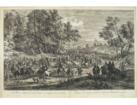 MEULEN, Adam Frans Van der. -  La Reine allant à Fontainebleau accompagnée de ses gardes.