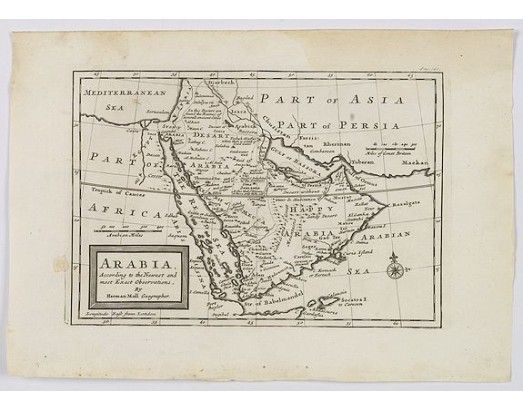 MOLL, H. - Arabia. According to the Newest and Most Exact Observations. MOLL, H. - Arabia. According to the Newest and Most Exact Observations.