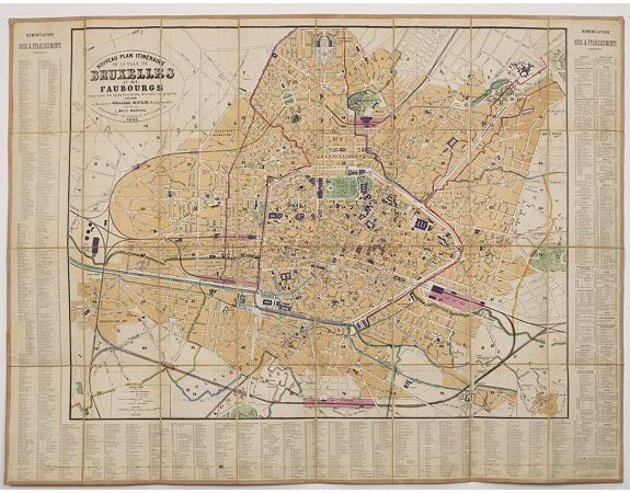 MOLS-MARCHAL, L. -  Nouveau plan itinéraire de la ville de Bruxelles et ses faubourgs. . . 1883.