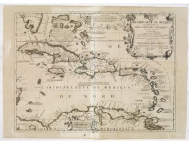 NOLIN, J.B. / CORONELLI, P. -  Archipelague Du Mexique. ou Sont les Isles de Cuba, Espagnole, Iamaique, etc. Avec les Isles Lucayes, et les Isles Caribes, Connues sous les nom d'Antilles . . . 1742