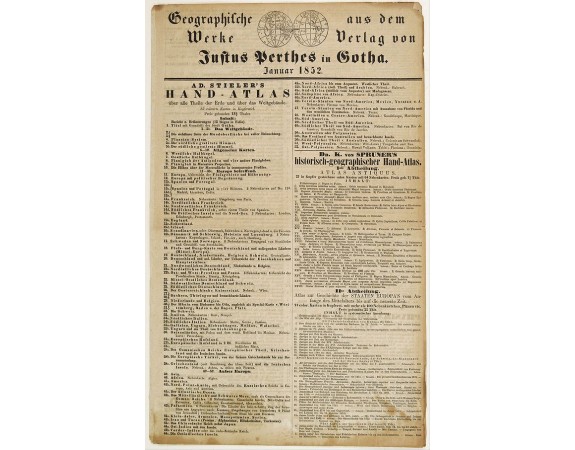 PERTHES, J. -  Geographische Wercke aus dem Verlag von Justus Perthes in Gotha. Januar 1852.