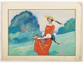 PICHON, R. (Workshop). -  (Art déco gouache)