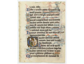 PSALTER. -  Illuminated leaf from a liturgical Psalter.