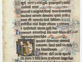 PSALTER. -  Illuminated leaf from a liturgical Psalter.