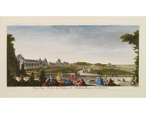 RIGAUD, J. -  Veüe d'une Partie du Château de Fontainebleau et du Parterre.