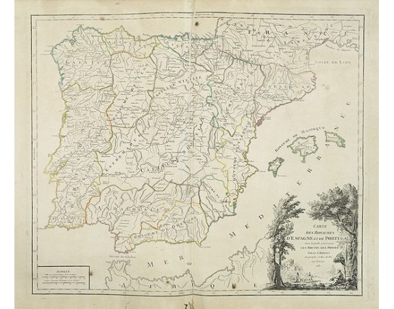 ROBERT DE VAUGONDY, G. -  Carte des Royaumes d'Espagne et de Portugal.