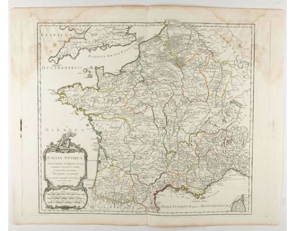 ROBERT DE VAUGONDY, G. -  Gallia antiqua in provincias et populos divisa, . . .