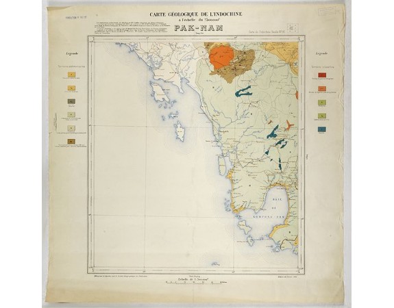 SERVICE GÉOLOGIQUE DE L'INDOCHINE. - Carte géologique de l'Indochine à l'échelle du 1/500 000e. Pak-Nam Bang-Kok.