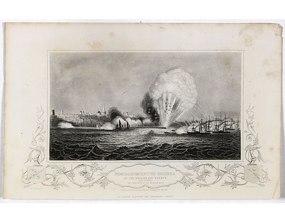 THE LONDON PRINTING AND PUBLISHING COMPANY -  Bombardment of Odessa by the English and French April 22 1854, explosion on the imperial mole . . .