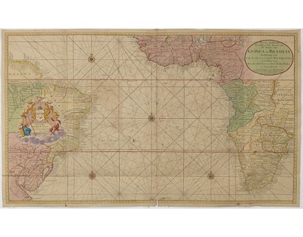VAN KEULEN, G. - Nieuwe Wassende Graadige Pas-kaart van de Kust van Guinea en Brasilia. VAN KEULEN, G. - Nieuwe Wassende Graadige Pas-kaart van de Kust van Guinea en Brasilia.