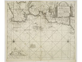 VAN KEULEN, J. - Nieuwe pascaart van een Gedeelte Van Bretagne… /  Carte Marine Pour une Partie des Costes de Bretagne depuis L'isle de Groa Jusqu'a Le Roches de Penmarcke…