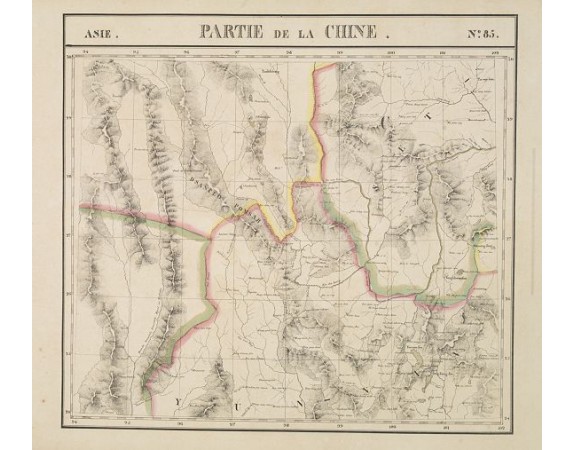VANDERMAELEN, Ph. - Partie de la Chine N°85. (Covers northeastern India, northern Burma and parts of Tibet, Sichuan and Yunnan.) VANDERMAELEN, Ph. - Partie de la Chine N°85. (Covers northeastern India, northern Burma and parts of Tibet, Sichuan and Yunnan.)