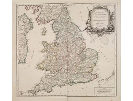 VAUGONDY, R. de -  Le Royaume D'Angleterre, divise selon les sept Royaumes ou Heptrachie des Saxons, avec La Principaute De Galles, et subdivisie en Shires ou Comtes…