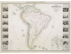 VUILLEMIN, A. -  Nouvelle carte Illustrée de l'Amérique du Sud . .