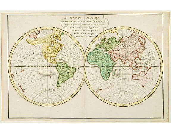 HARREVELT,E. van / CHANGUION, D.J. - Mappe-Monde ou Description du Globe Terrestre. HARREVELT,E. van / CHANGUION, D.J. - Mappe-Monde ou Description du Globe Terrestre.
