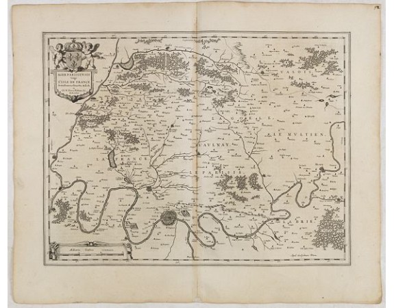 BLAEU, J. - Ager Parisiensis vulgo l'Isle de France. Fr. Guilloterius Bitur. Viu. describ. et CL.V.Petro Pithoeo I.C. dedicabat. BLAEU, J. - Ager Parisiensis vulgo l'Isle de France. Fr. Guilloterius Bitur. Viu. describ. et CL.V.Petro Pithoeo I.C. dedicabat.