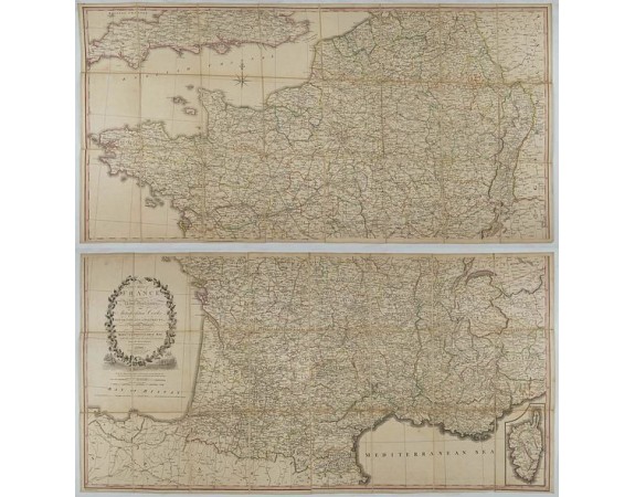 FADEN, W. -  A correct map of France, according to the new divisions into Metropolitan Circles, Departments and Districts; as decreed by the National Assembly, January 15th, 1790. From a reduced copy of Monsr Cassini s Large Map. With the addition of the